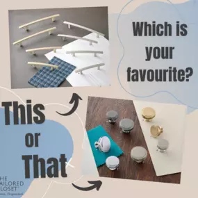 The little details make a big impact. ???????? Upgrade your closet or cabinetry with stylish bar handles and knobs that match your aesthetic. Let’s choose the perfect hardware together.