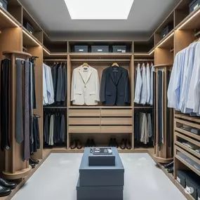A space that works as hard as you do. ???????? Our men's custom closets bring order, style, and efficiency to your wardrobe. Let’s design the perfect closet for your lifestyle!