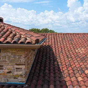 Residential tile roof by Schulte Roofing of the Woodlands Texas.