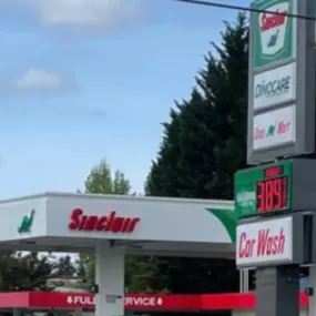Sinclair gas station fueling island