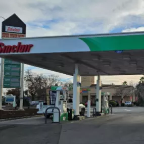 Sinclair gas station fueling island