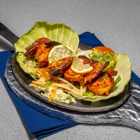 Tandoori Shrimp packed with bold spices, grilled to perfection at our Indian food restaurant.