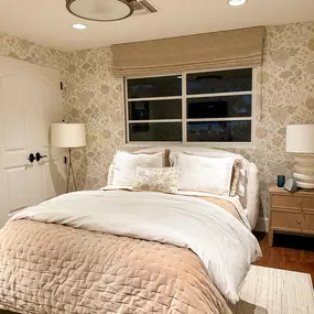 Dressed to Kill Custom Bedding, Custom Pillows, and Custom Roman Shades