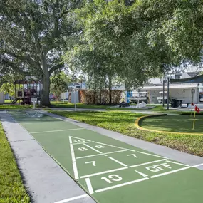 The shuffleboard court at Orbit One Vacation Villas