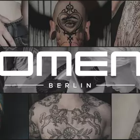 Tattoo-Collage mit Kunstwerken aus dem OMEN Lab Friedrichshain - Abstract, Blackwork, Realismus & Engraving.