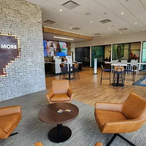 The sitting area inside the lobby of the Kilgore, TX Credit Union of Texas branch