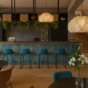 Rendering der Bar im Communitybereich des Stayurban in Nürnberg
