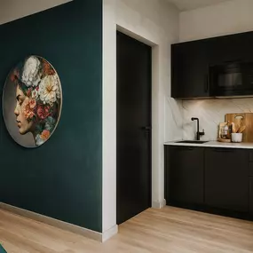 Rendering: Kitchenette des Businessapartments Stayurban Comfort.