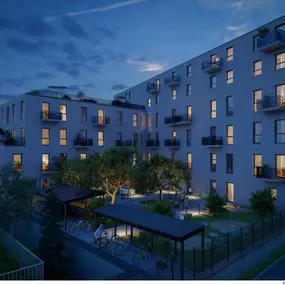Rendering des Staytoo in der Nürnberger Welserstraße 88 bei Nacht