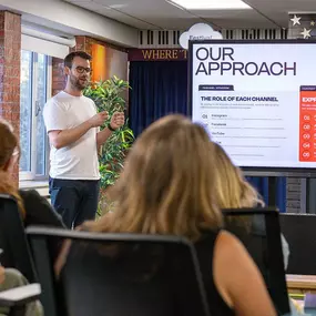 saintnicks team member Callum speaking at industry event