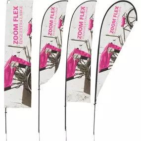Zoom Flex Outdoor Flag Extra Large
Tradename: Zoom
CPN-560319789

Rise above the competition using this eye-catching outdoor flag. This flexible item comes with a full fiber pole that allows the graphic to rotate in the wind. Choose between a feather, straight, or edge shape as well as either a single or double-sided design. Included are a ground stake and storage bag. Look into our customization options to add your company or organizational logo, brand name, or message. Get your next campaign o