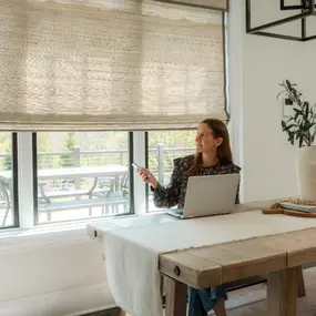 Let the summer sun glow just enough! Woven wood shades bring breezy texture and filtered light that feels like vacation mode at home.