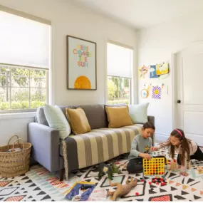 Create a safe haven for your little ones with our cordless child-friendly roller shades. Style meets peace of mind as you enjoy sleek window coverings without the hassle of cords.