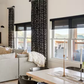 Roller shades provide a sleek, modern design with excellent light control, while our premium drapery hardware adds a refined touch to complete the look.