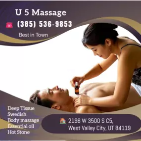 Massage is becoming more popular as people now understand the 
benefits of a regular massage session to their health and well-being.
Here at U 5 Massage, we love being a part of helping 
taking part in peoples wellness and a better life.