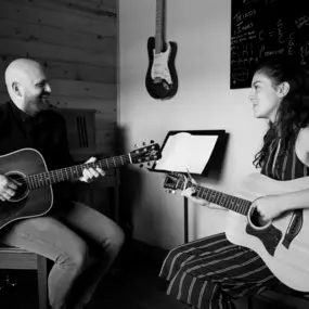 Guitar lesson in progress at The Talent House - Music lessons in Cypress, TX