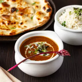 Daal Rupa Vira, Jeera Rice and Butter Naan