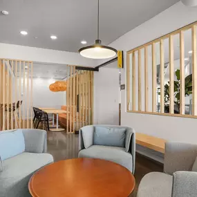 Remote work flex rooms and private meeting rooms.
