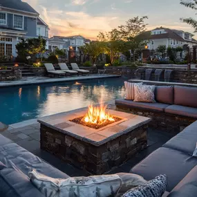 Custom pool and fire pit installation