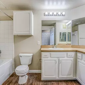 White bathroom with extra countertop space