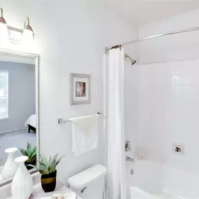 White bathroom with vanity