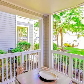 Outdoor dining in private patio
