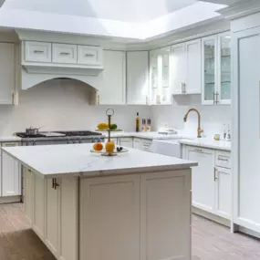These stunning white cabinets completely transform this kitchen. They are made by J&K Cabinetry, known for exceptional quality and craftsmanship. Whether you’re remodeling a kitchen, bath, or laundry room, or just need an update, our team can help you design a space that looks great and functions perfectly. Don’t settle for basic cabinetry. Schedule an appointment today at our Pisgah, Ohio location.