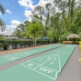The shuffleboard court at Parkway International Resort
