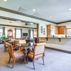 Community kitchen and seating area