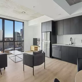 Kitchen with black cabinets