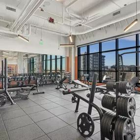 Gym with variety of weightlifting equipments