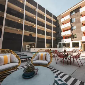 Patio with a table and chairs