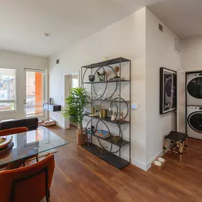 Dining table with living room view