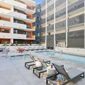 Lounge chairs near the pool