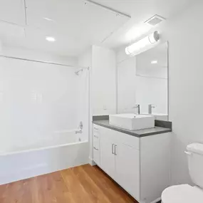 Bathroom with toilet and mirror
