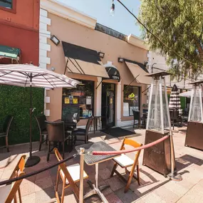 Shops with seating area outside