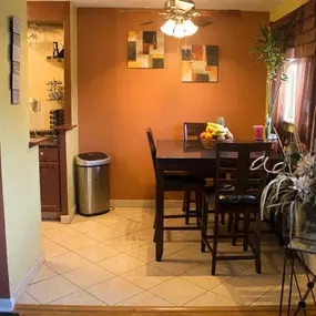 A furnished dining area