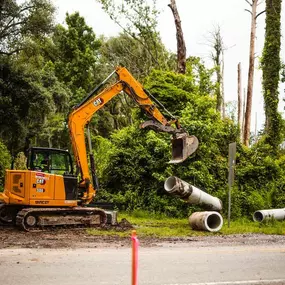 Platinum Paving in action, tearing up a site for grading and construction.