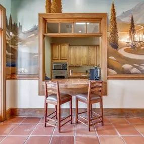 Interior of apartment with fully equipped kitchen