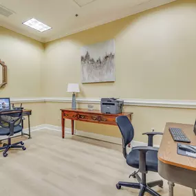 Home office with a desk and a computer