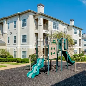 Playground with a green slide