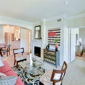 Living room with white walls