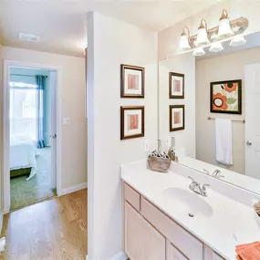 Mirrored vanity in bathroom