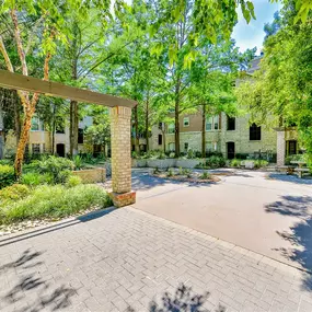 Lush grounds with patio space