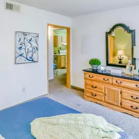 Spacious bedroom with large closet and dresser