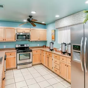 Stainless steel appliances in the clubhouse