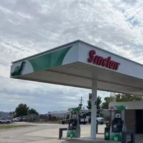 Sinclair gas station fueling island