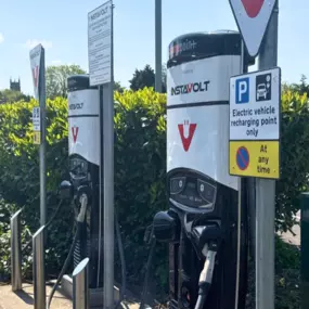 Two InstaVolt rapid chargers located at Exe Valley Leisure Centre in Tiverton, offering convenient EV charging near key local amenities like People’s Park, the skatepark, and Tiverton Town Football Club.