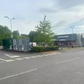 InstaVolt chargers located next to McDonald’s on Power Station Road, ideal for a quick charge and meal stop.