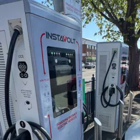 Ultra-rapid InstaVolt chargers located at The Lanes Shopping Centre in Sutton Coldfield, featuring clear signage and easy-access bays for electric vehicle drivers.